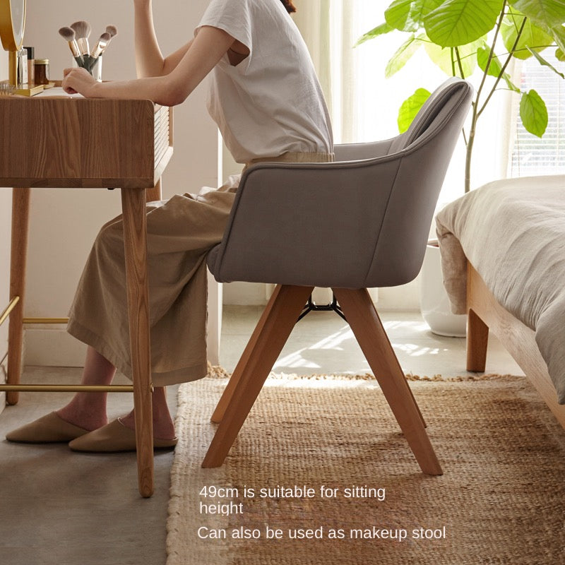 Beech Solid Wood Swivel Soft Skin Armchair)