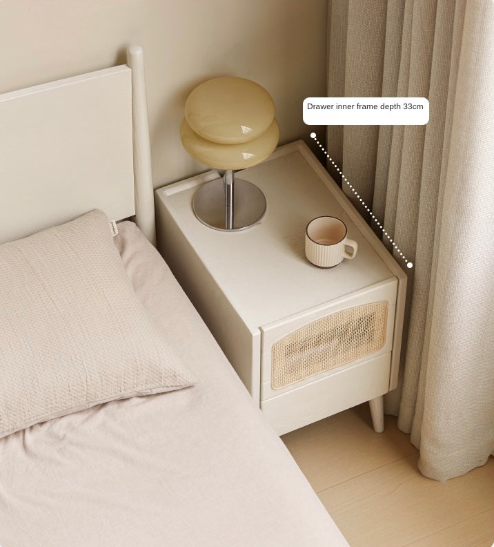 Ash Solid Wood Cream White nightstand"