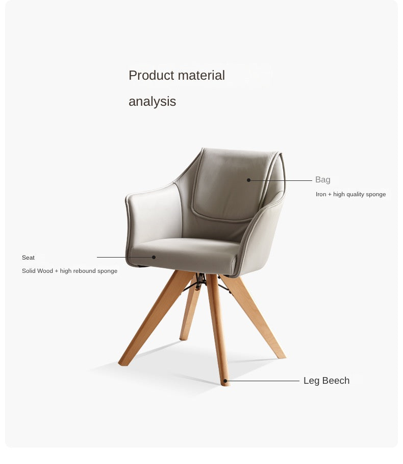 Beech Solid Wood Swivel Soft Skin Armchair)