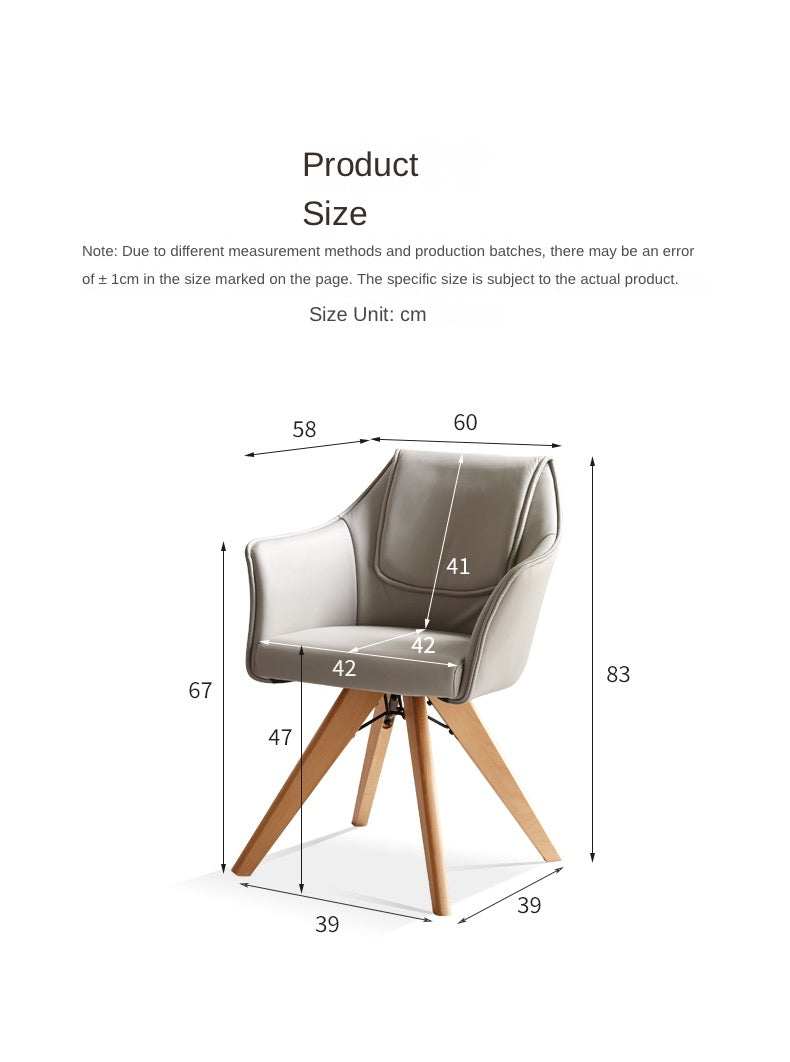 Beech Solid Wood Swivel Soft Skin Armchair)
