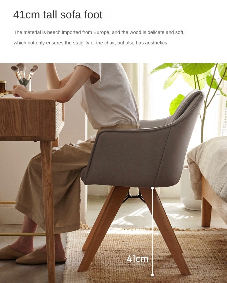 Beech Solid Wood Swivel Soft Skin Armchair)