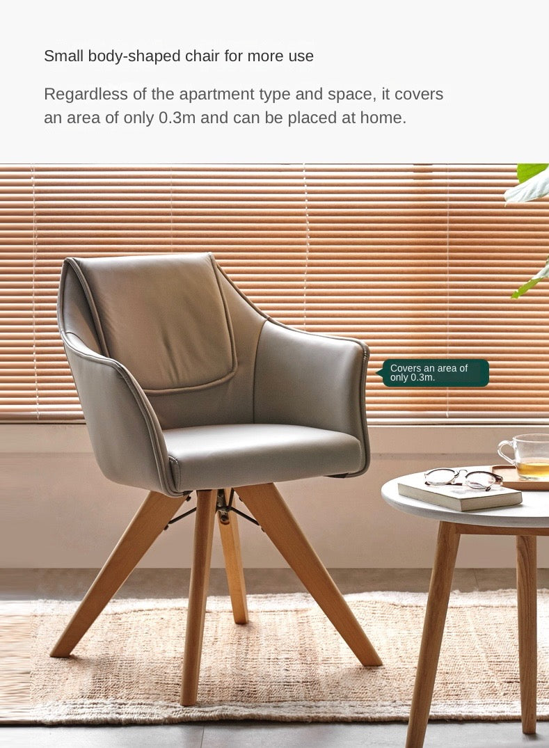 Beech Solid Wood Swivel Soft Skin Armchair)