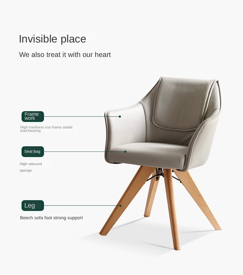 Beech Solid Wood Swivel Soft Skin Armchair)