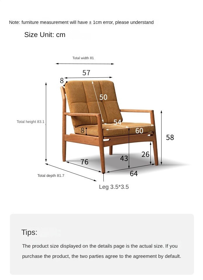 Cherry Solid Wood, Rattan Retro Armchair)