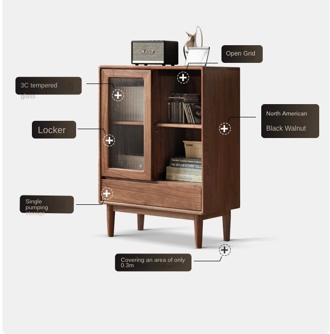 Black Walnut, Golden Sandalwood Solid Wood Side Cabinet North American FAS Grade