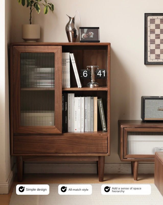 Black Walnut, Golden Sandalwood Solid Wood Side Cabinet North American FAS Grade