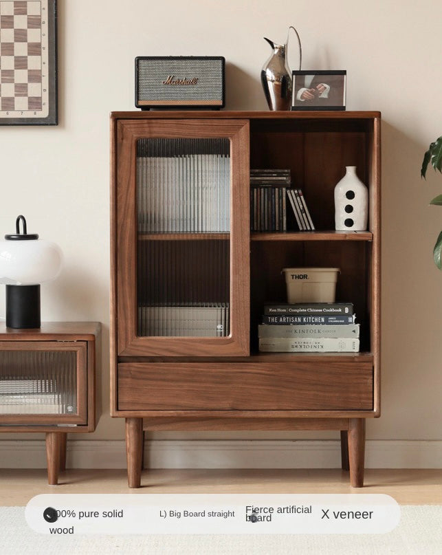 Black Walnut, Golden Sandalwood Solid Wood Side Cabinet North American FAS Grade
