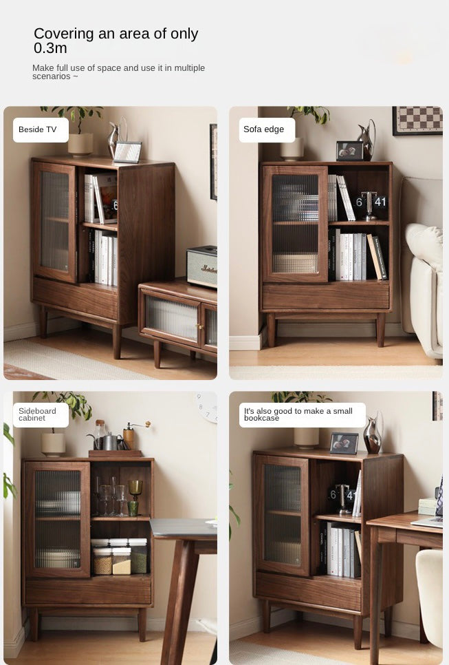 Black Walnut, Golden Sandalwood Solid Wood Side Cabinet North American FAS Grade