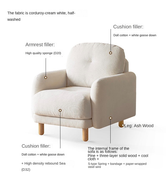 Cream Style goose down Leisure Fabric armchair)