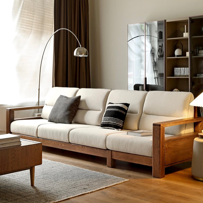 Ash Solid Wood Corner Sofa.