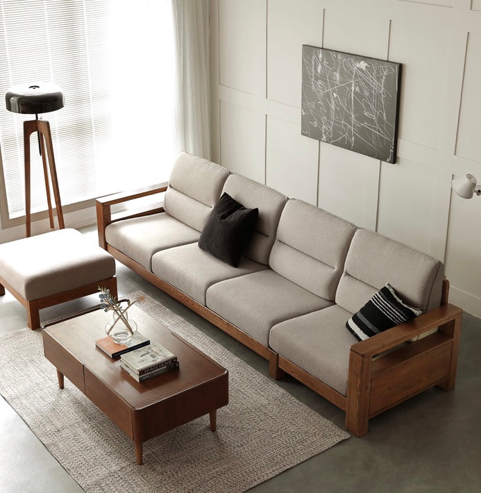 Ash Solid Wood Corner Sofa.