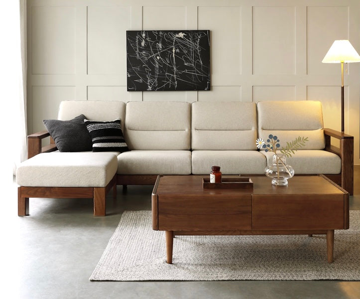 Ash Solid Wood Corner Sofa.