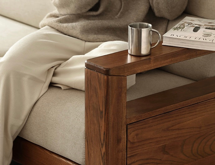 Ash Solid Wood Corner Sofa.