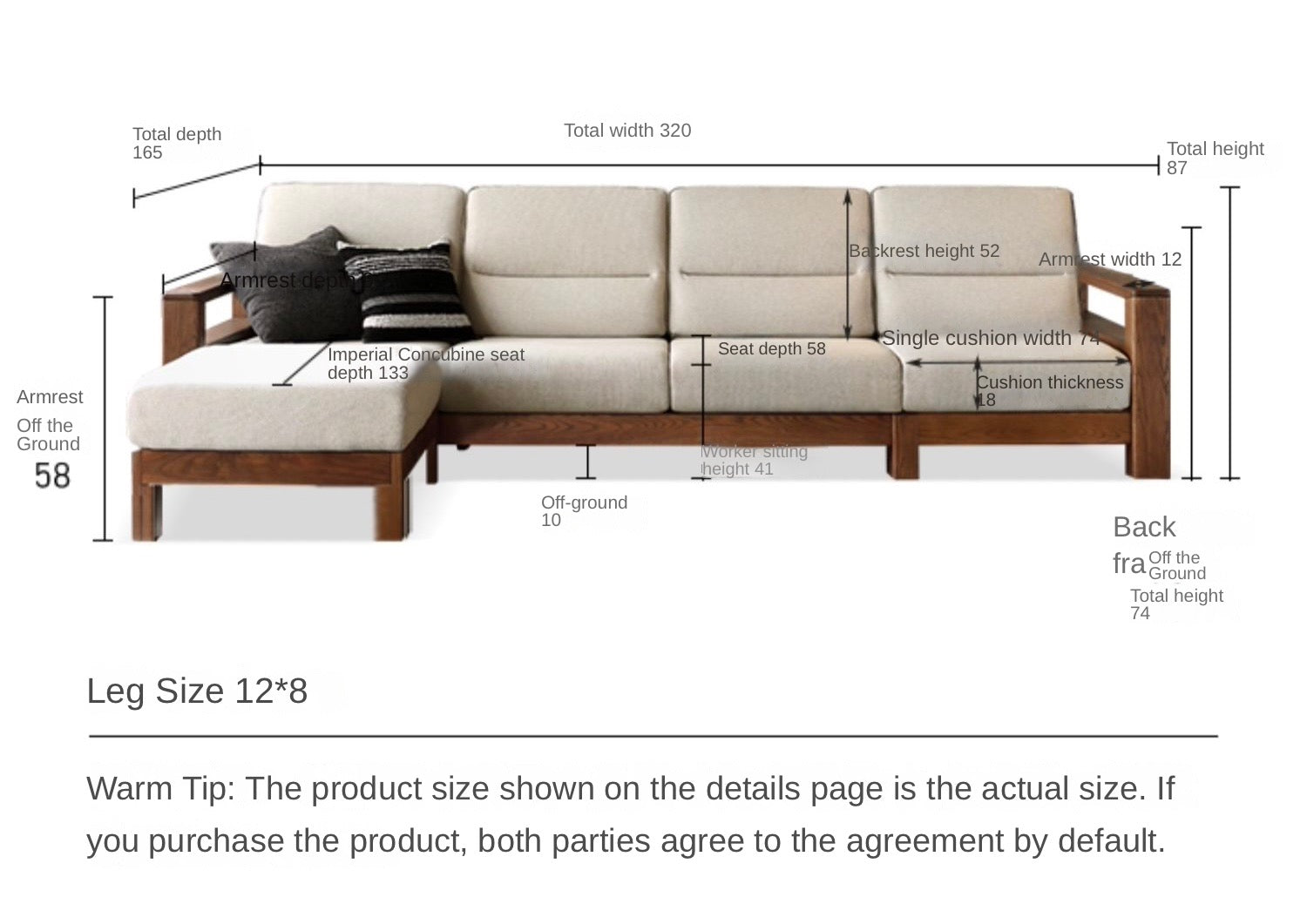 Ash Solid Wood Corner Sofa.