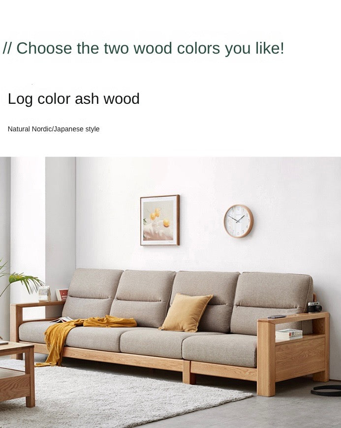 Ash Solid Wood Corner Sofa.