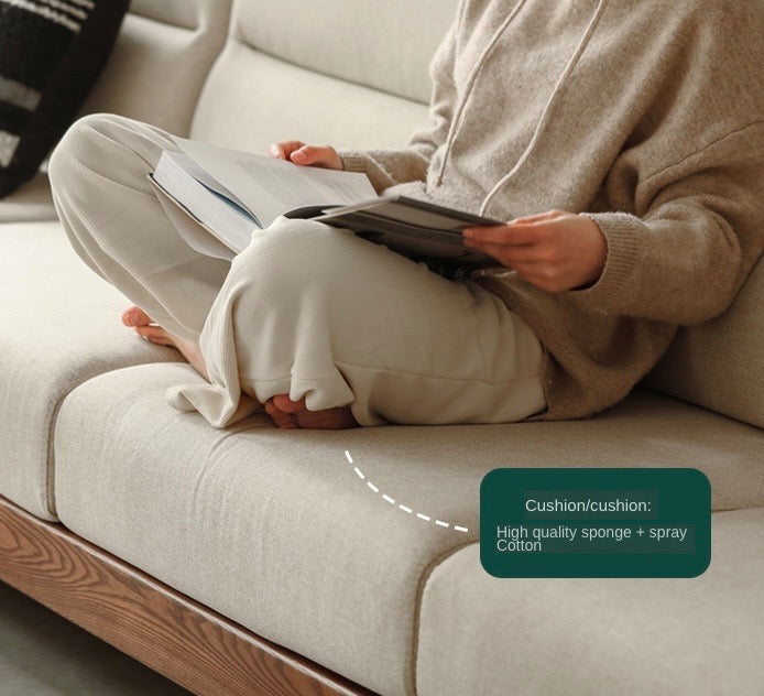 Ash Solid Wood Corner Sofa.