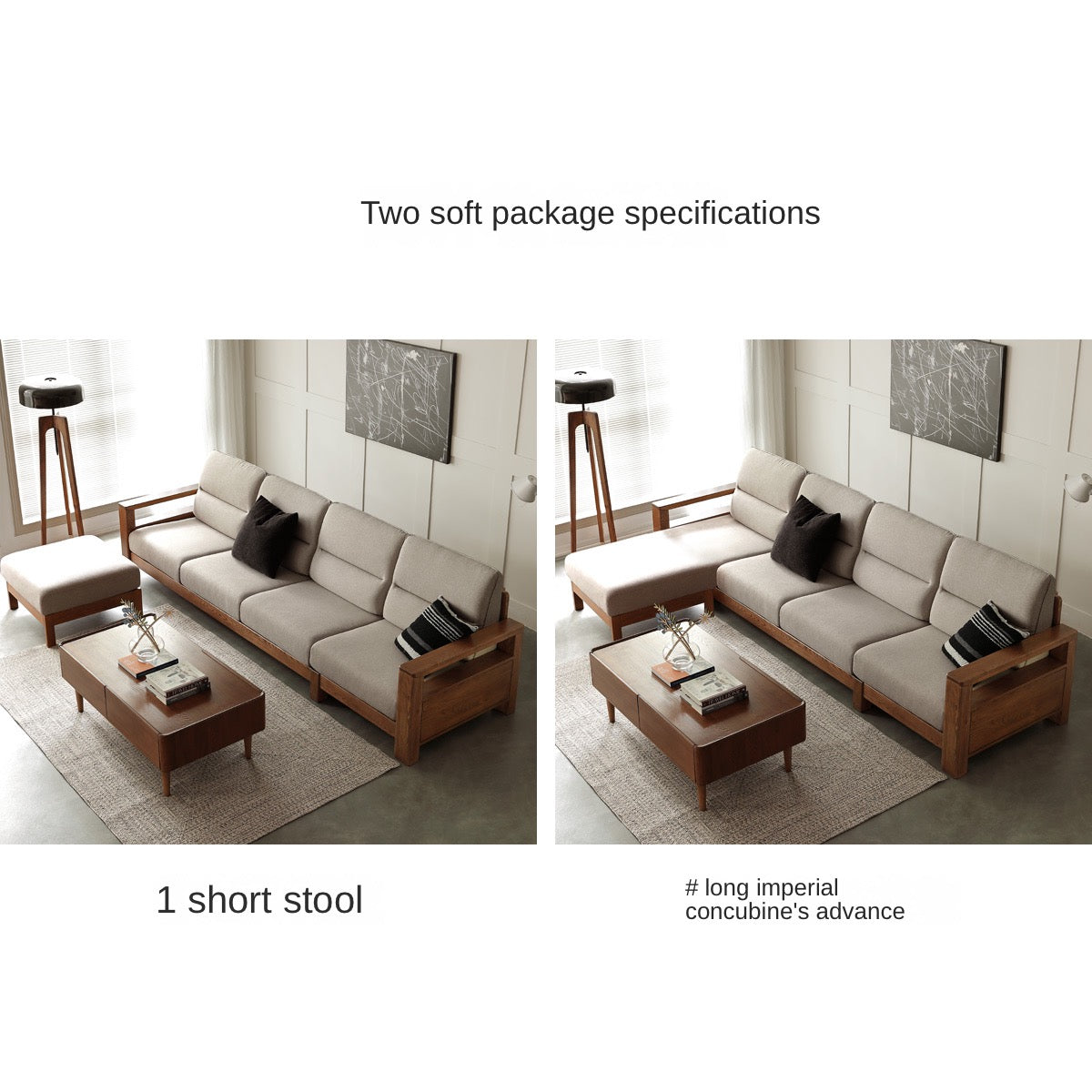 Ash Solid Wood Corner Sofa.