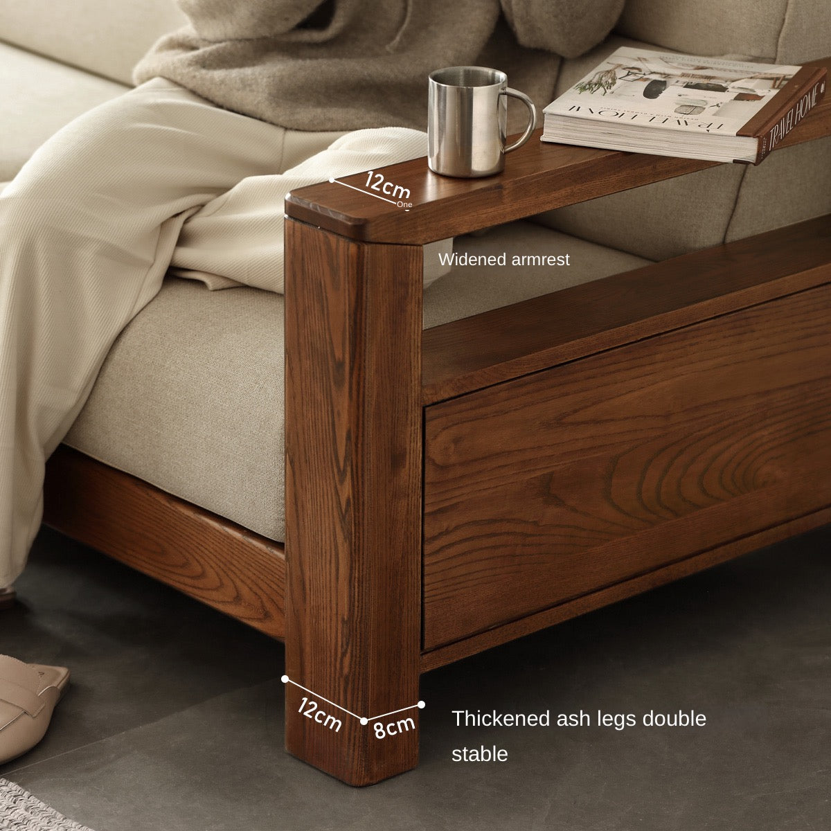 Ash Solid Wood Corner Sofa.