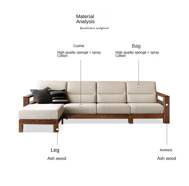 Ash Solid Wood Corner Sofa.