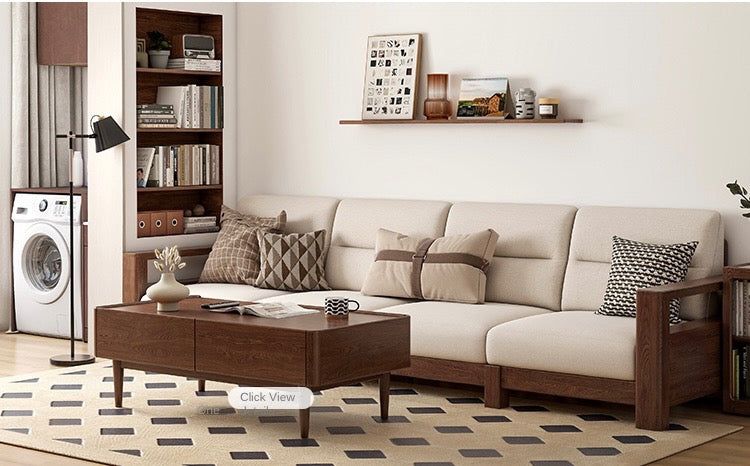 Ash Solid Wood Corner Sofa.