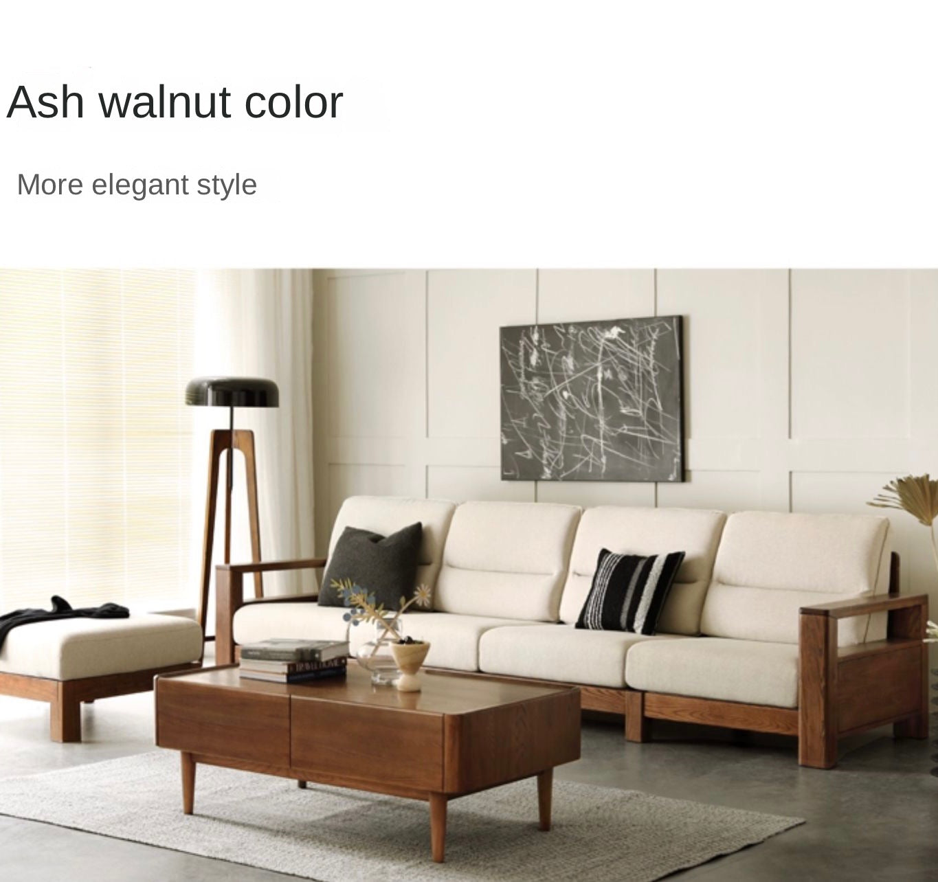 Ash Solid Wood Corner Sofa.