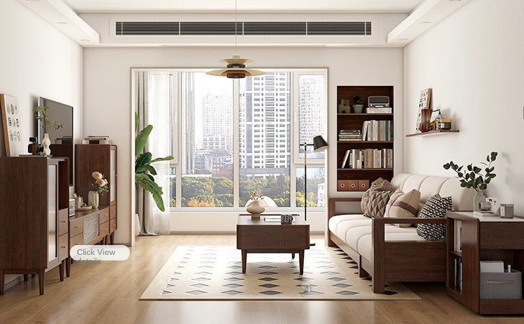 Ash Solid Wood Corner Sofa.