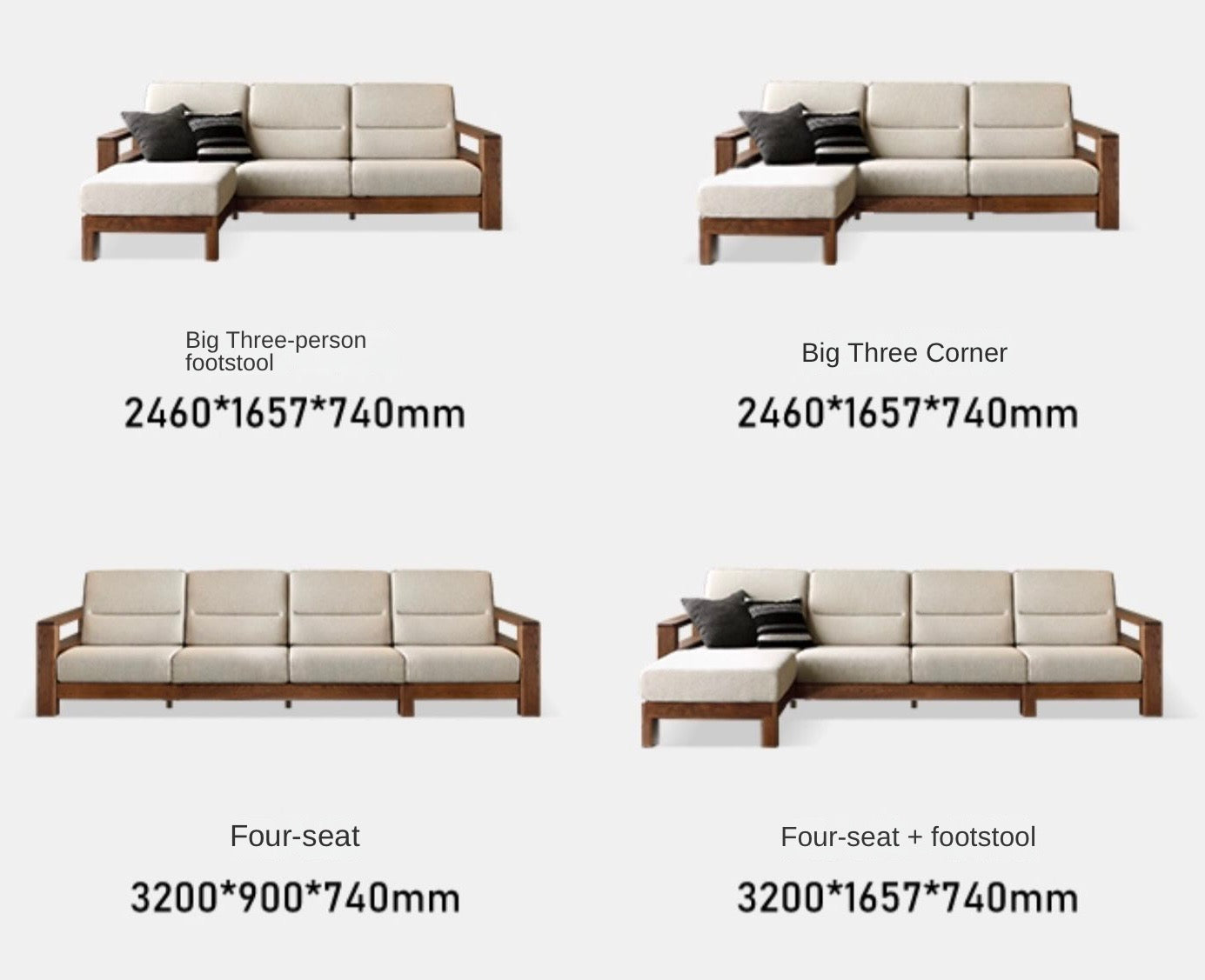 Ash Solid Wood Corner Sofa.