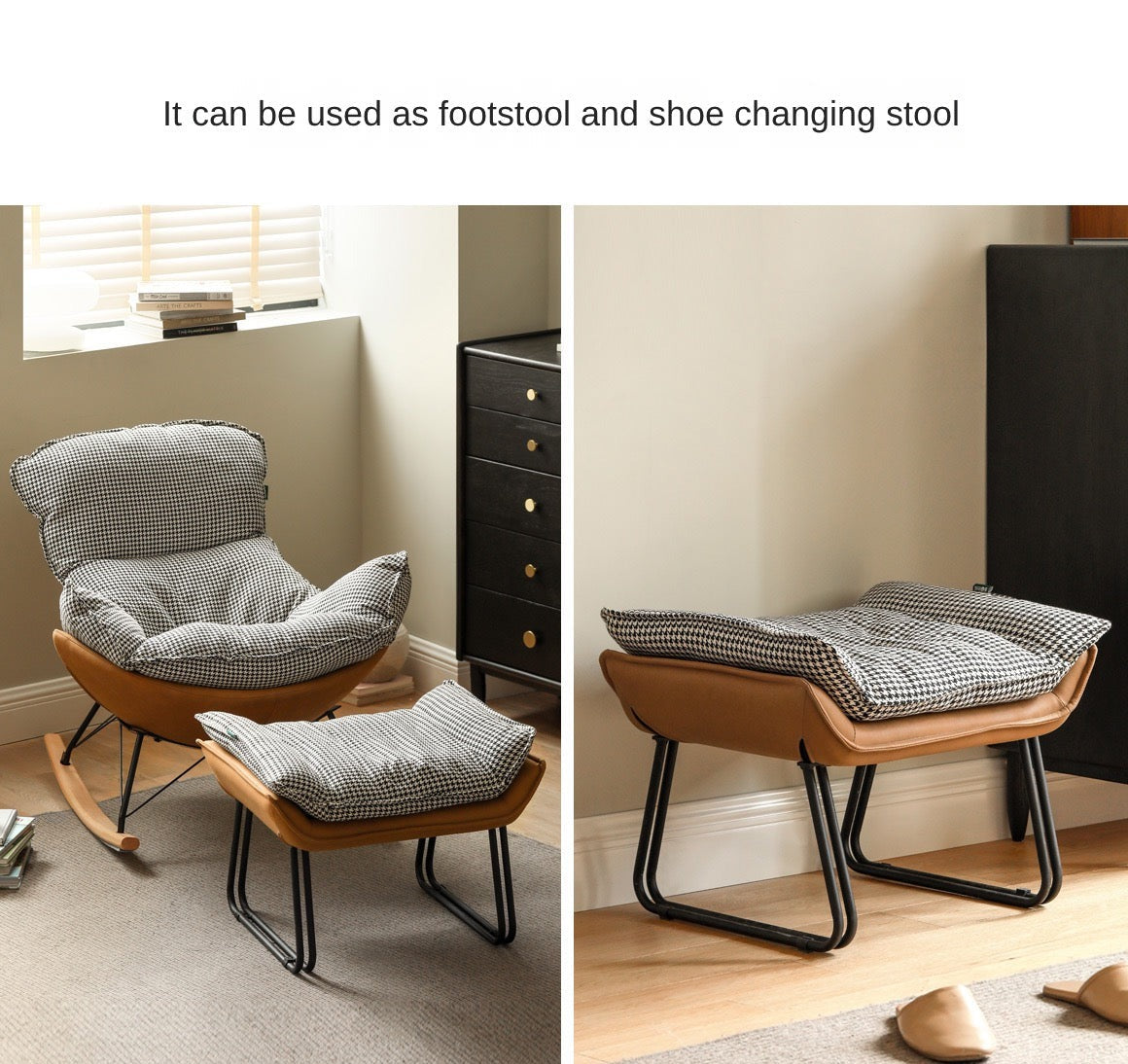 Oak Solid Wood, Fabric Sofa Footstool, Changing Stool