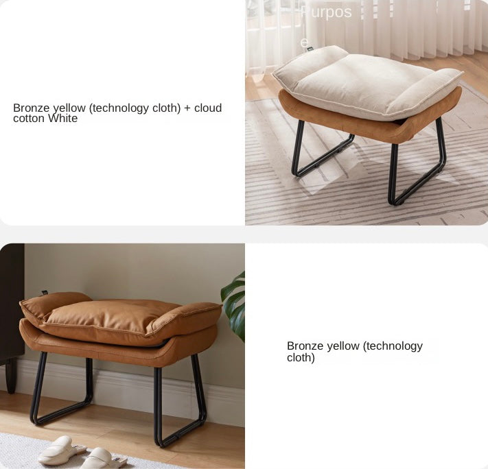 Oak Solid Wood, Fabric Sofa Footstool, Changing Stool