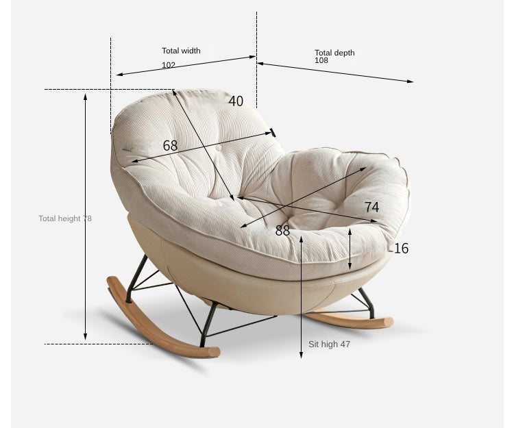 Beech Solid Wood Rocking Chair Baby Cotton