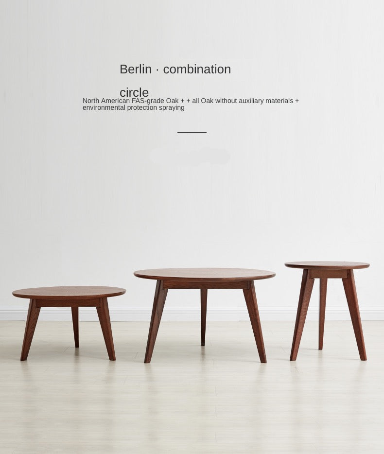 Oak, Rubberwood Solid Wood Round Coffee Table