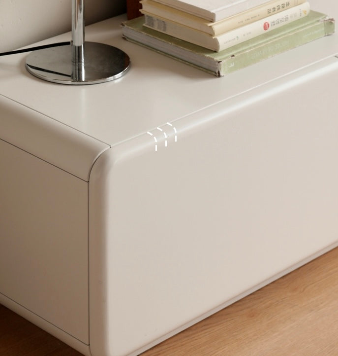 Poplar Solid Wood Floor TV Cabinet Cream Style.