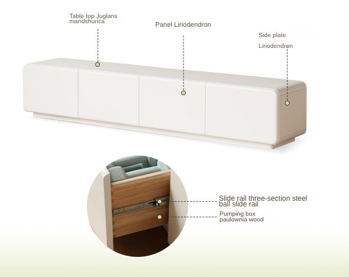 Poplar Solid Wood Floor TV Cabinet Cream Style.