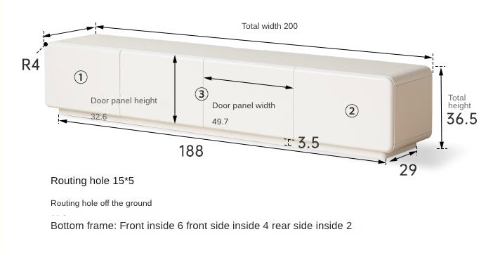 Poplar Solid Wood Floor TV Cabinet Cream Style.