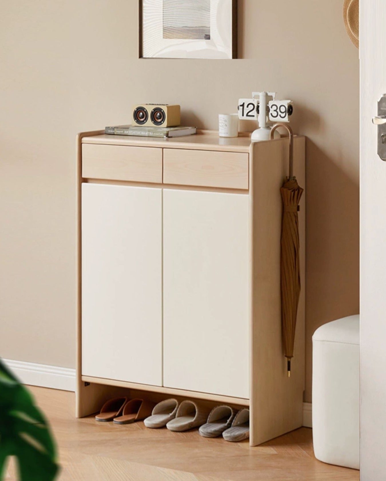 Beech Solid Wood Multi-Colored Shoe Cabinet