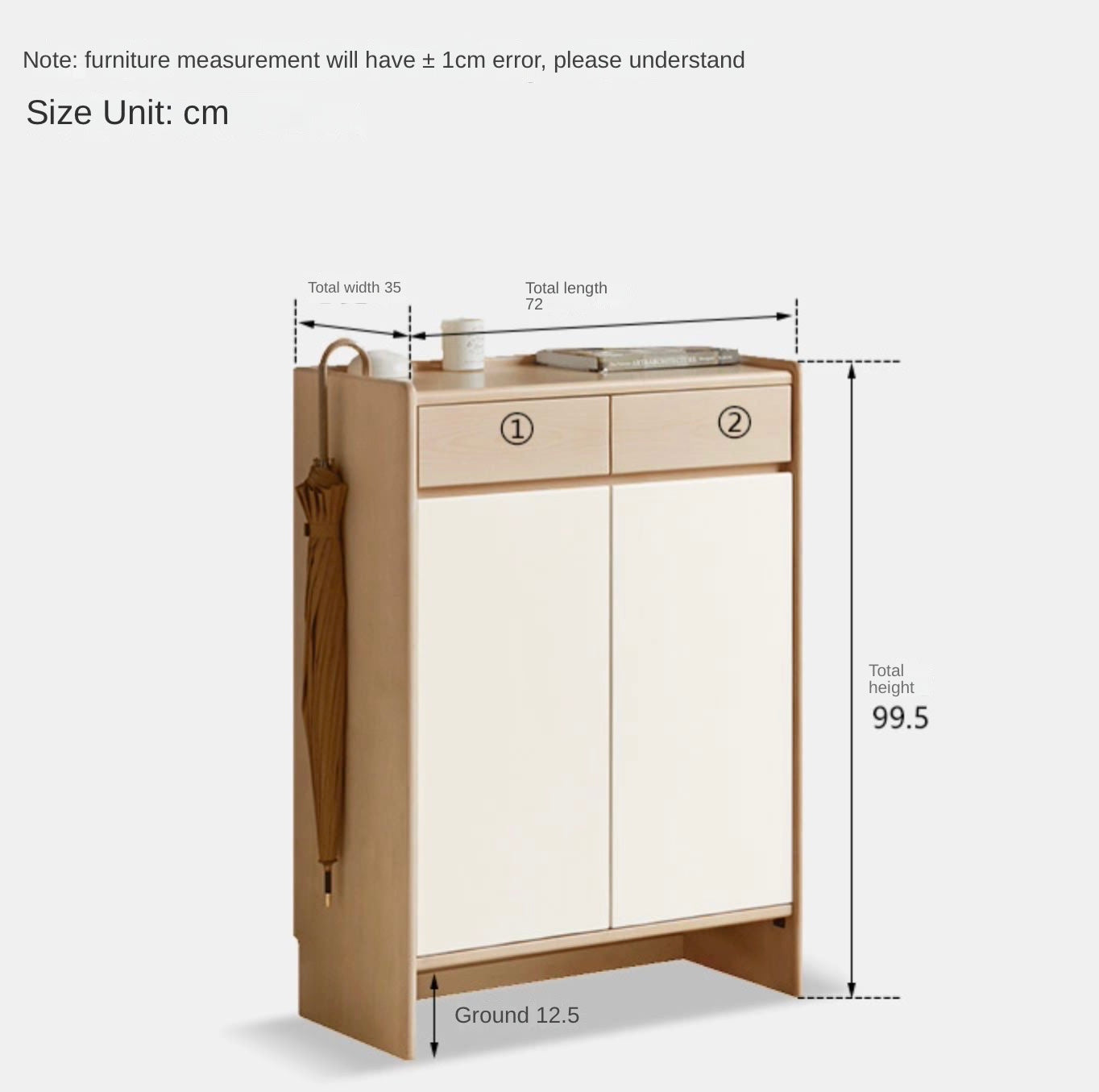 Beech Solid Wood Multi-Colored Shoe Cabinet