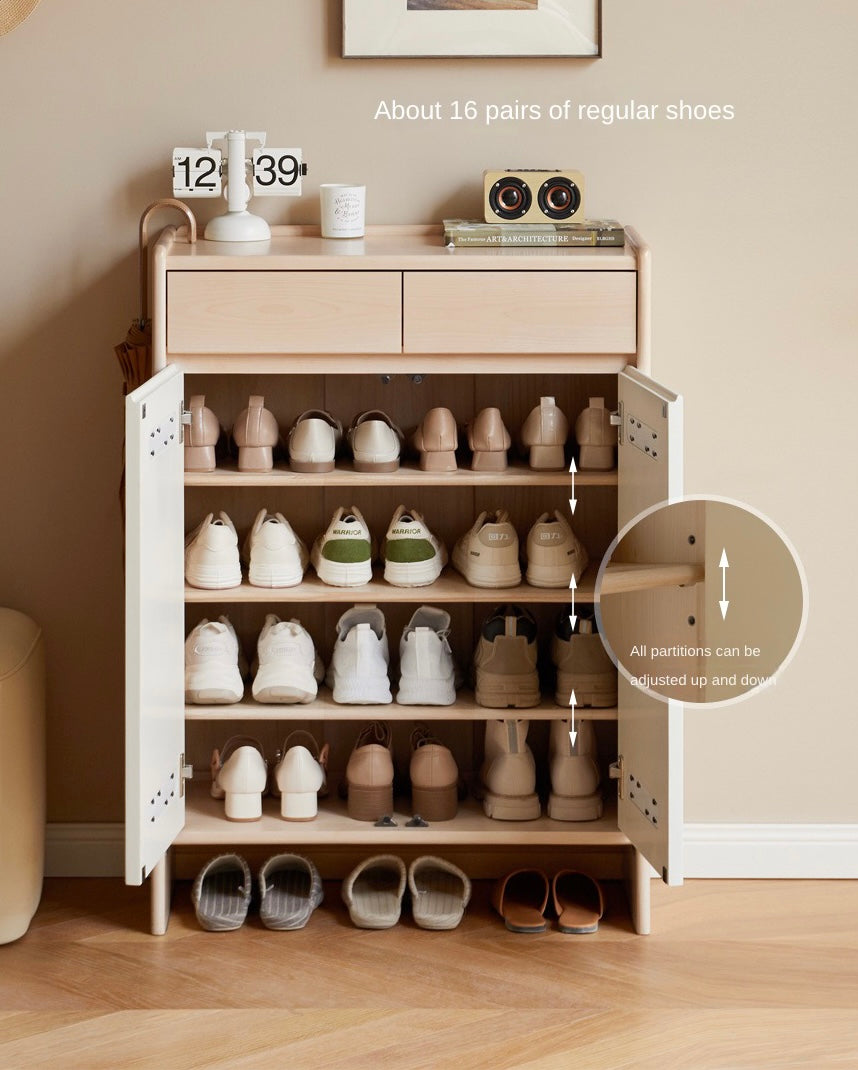 Beech Solid Wood Multi-Colored Shoe Cabinet