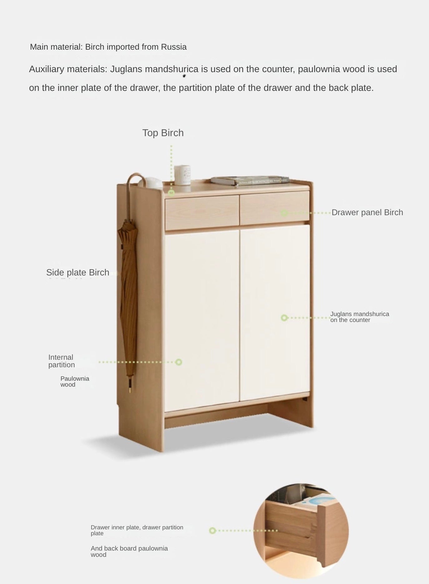 Beech Solid Wood Shoe Cabinet