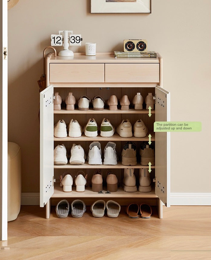 Beech Solid Wood Multi-Colored Shoe Cabinet