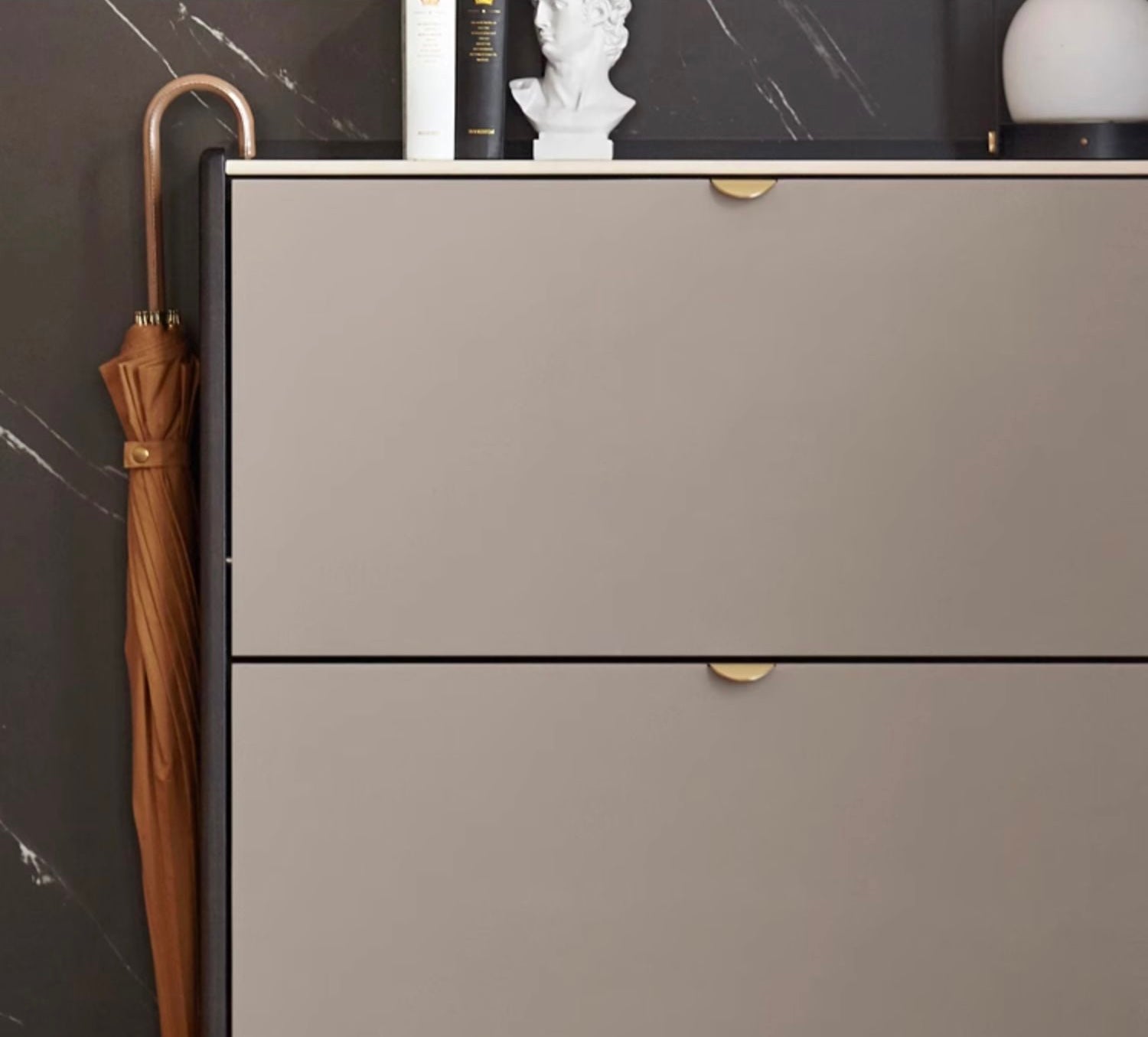 Light Luxury Rock Slab Ultra-Thin Shoe Cabinet Poplar-Oak solid wood"