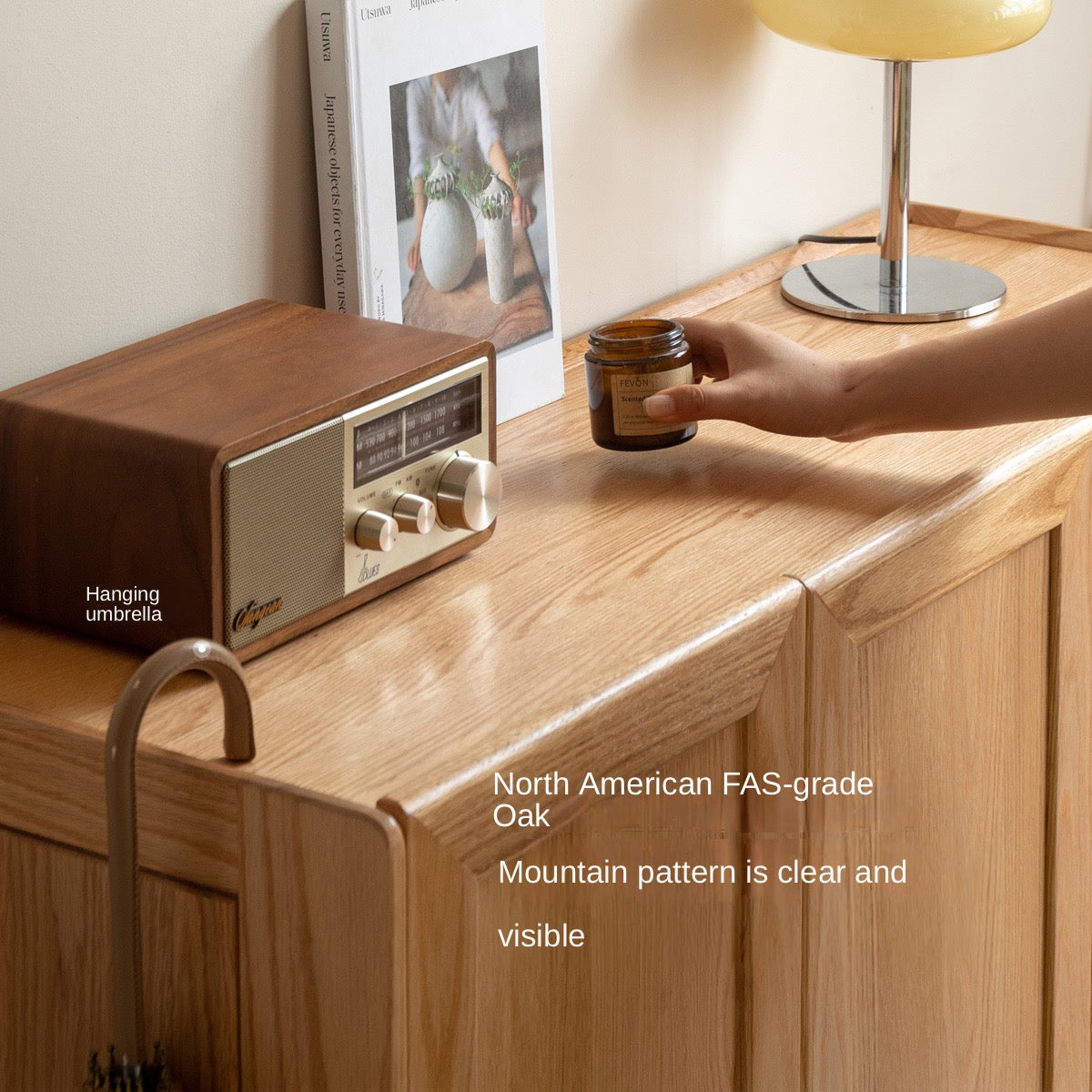 Oak, Rubberwood Solid Wood Shoe Cabinet