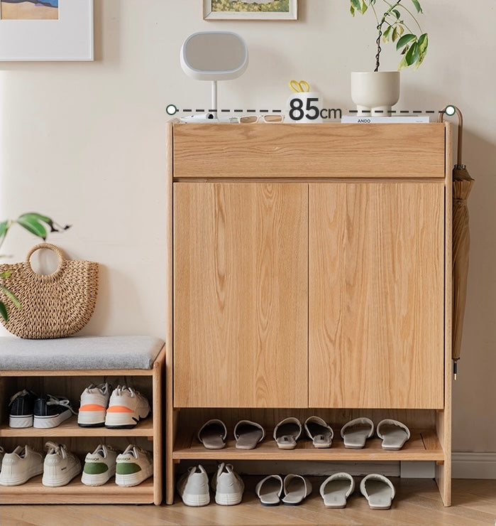Oak Solid Wood Nordic Rock Slab Shoe Cabinet