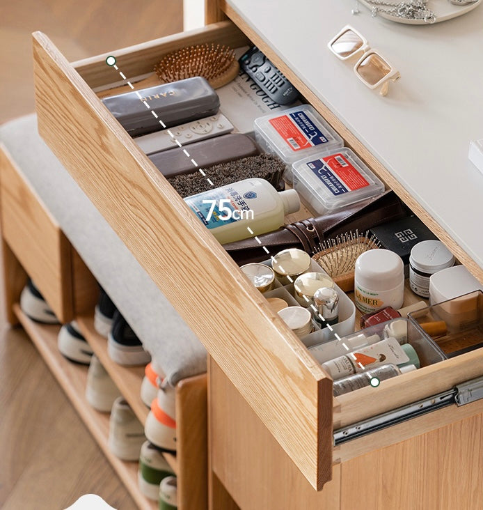 Oak Solid Wood Nordic Rock Slab Shoe Cabinet