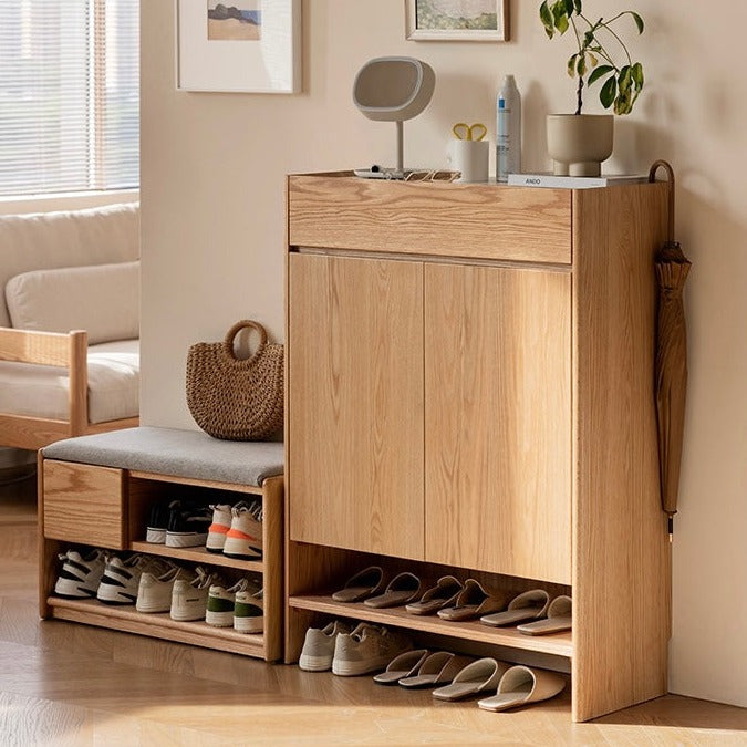 Oak Solid Wood Nordic Rock Slab Shoe Cabinet
