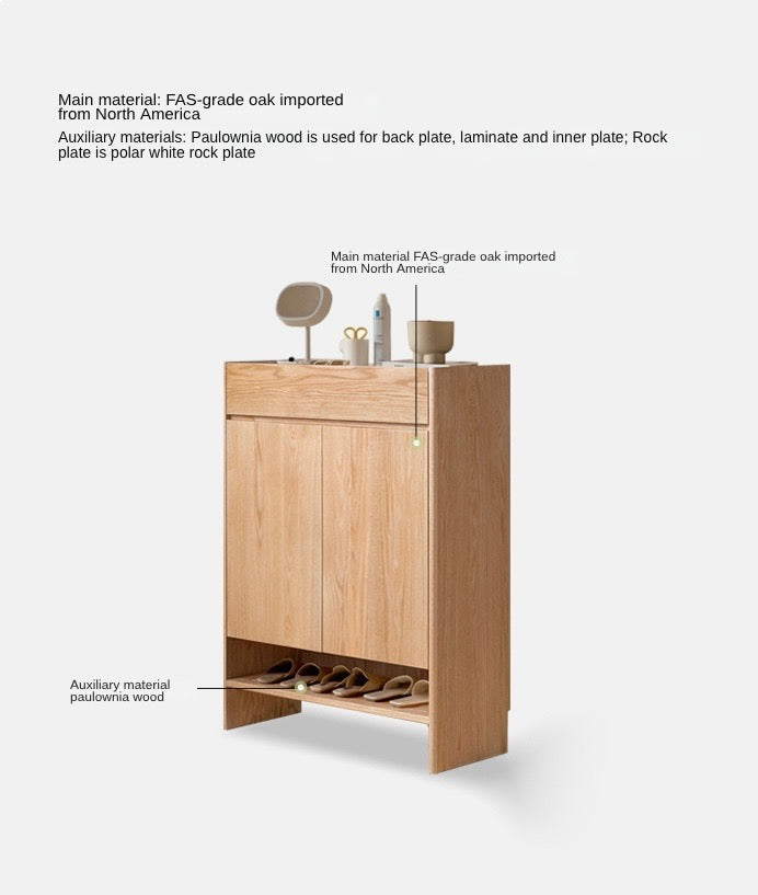 Oak Solid Wood Nordic Rock Slab Shoe Cabinet