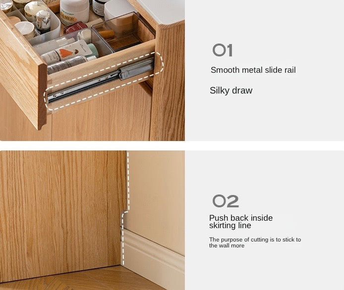 Oak Solid Wood Nordic Rock Slab Shoe Cabinet