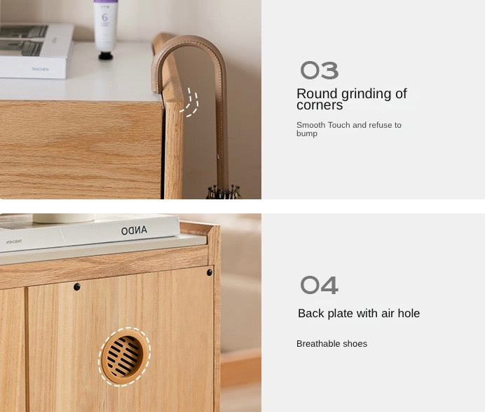 Oak Solid Wood Nordic Rock Slab Shoe Cabinet