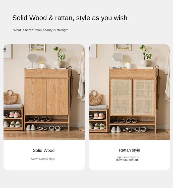 Oak Solid Wood Nordic Rock Slab Shoe Cabinet