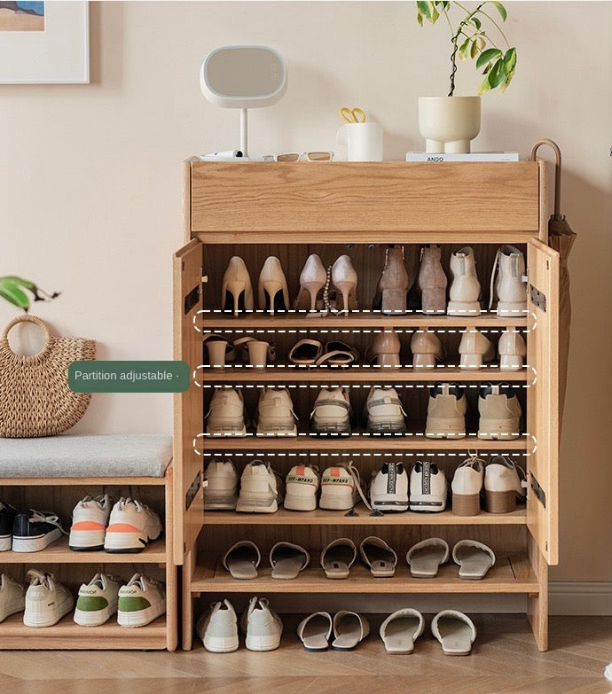 Oak Solid Wood Nordic Rock Slab Shoe Cabinet