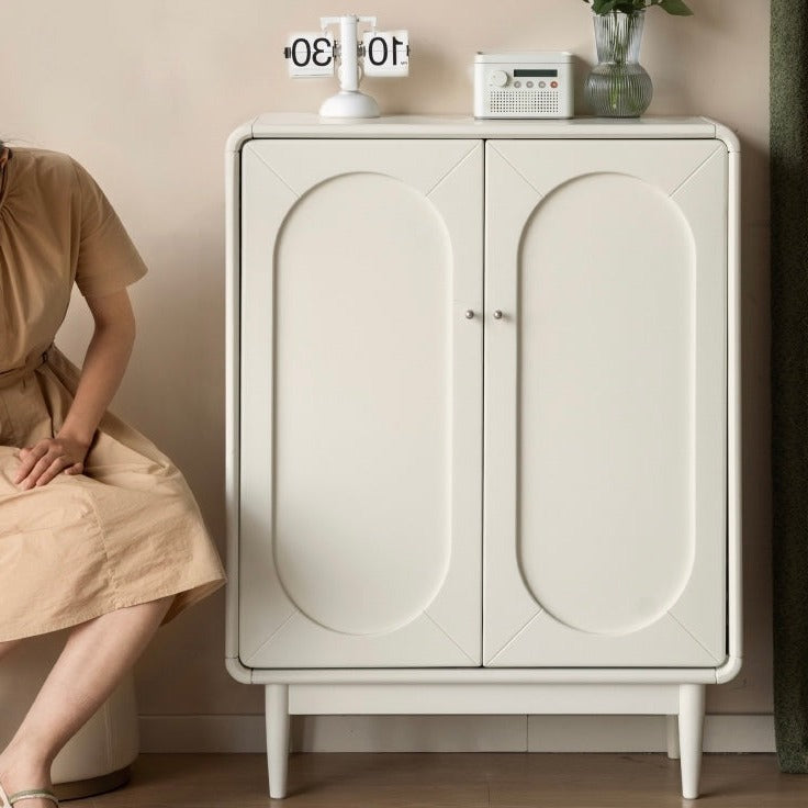 Solid wood cream shoe cabinet "